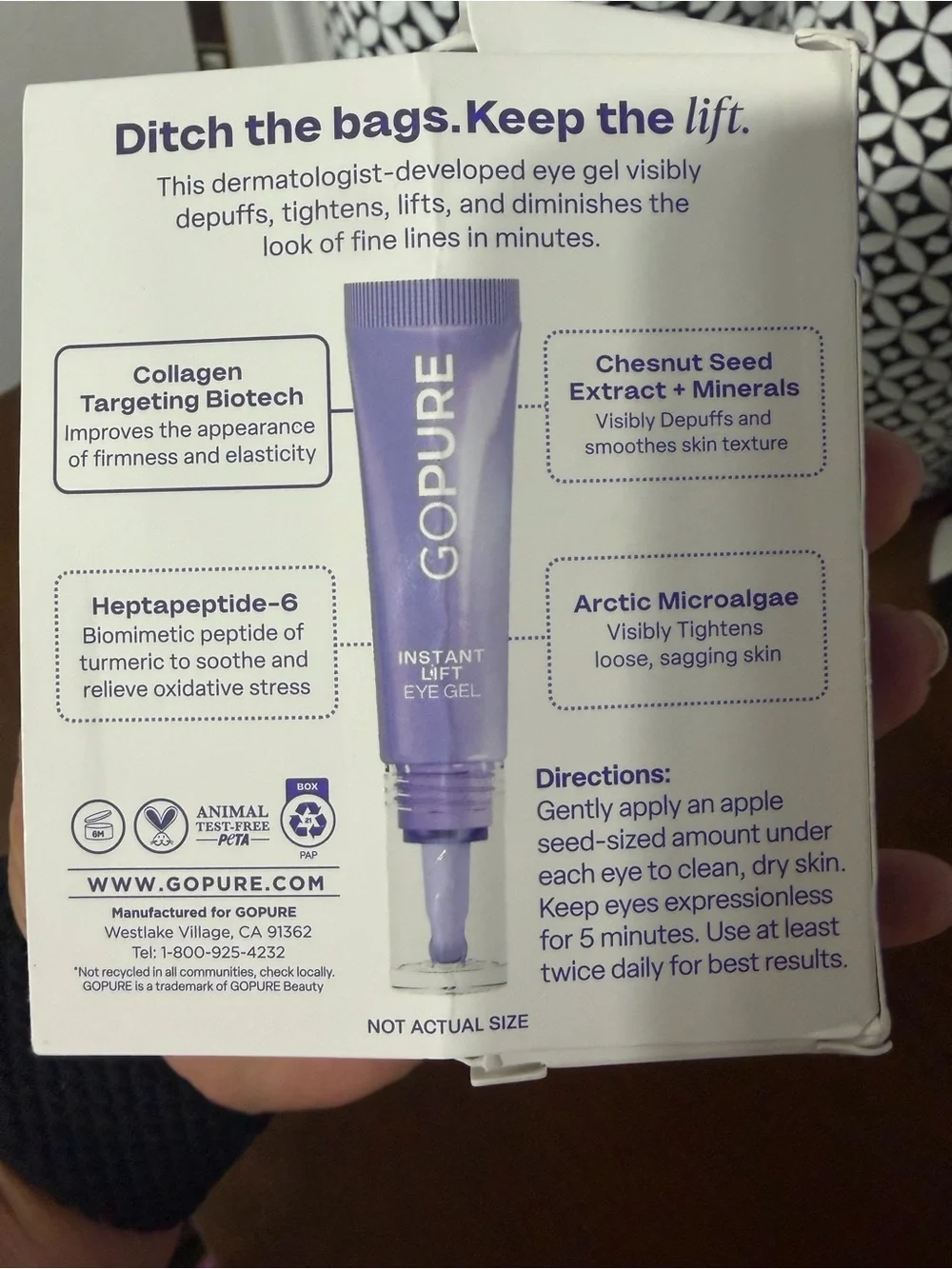 Instant Lift Eye Gel — Lavender Tube